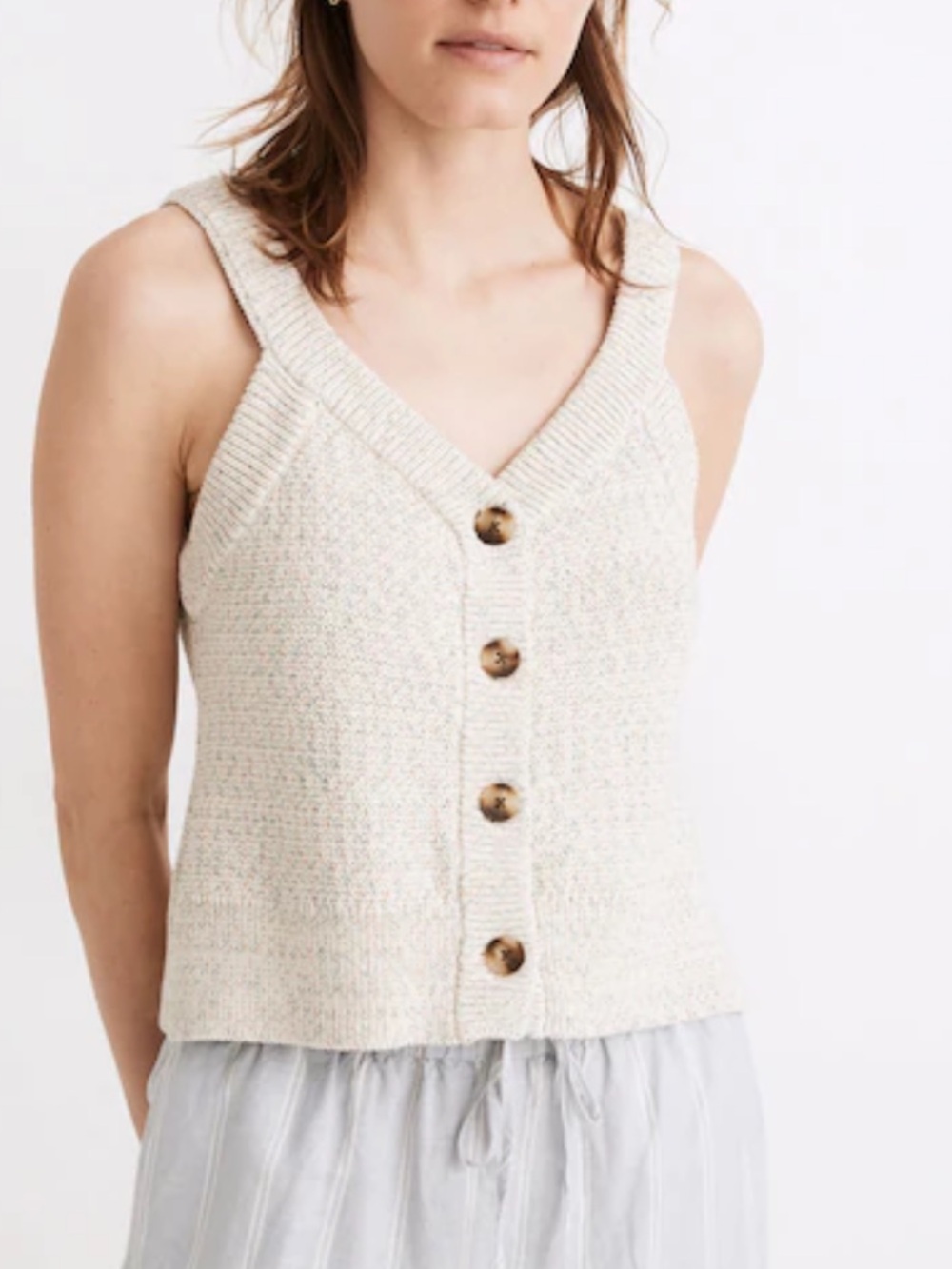 Madewell‎ Rainbow Marled Button Front Sweater Tank Vest Cottagecore XS